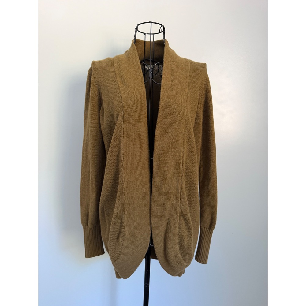 J.Crew Womens Small Olive Green 100% Cotton Open Front Shawl Collar Cardigan